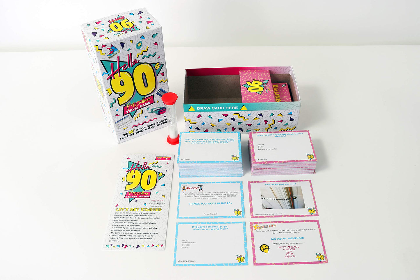 Buffalo Games Hella 90s Pop Culture Trivia Card Game - Brown, Pack of 1, 200 Trivia Cards, Timer - 90s Nostalgia & Hip Hop - Quiz for Adults - Adult