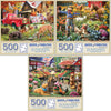 Bits and Pieces - Value Set of Three (3) 500 Piece Jigsaw Puzzles for Adults - Each Puzzle Measures 18" x 24" - Farm Vegatable Stand Jigsaws by Larry