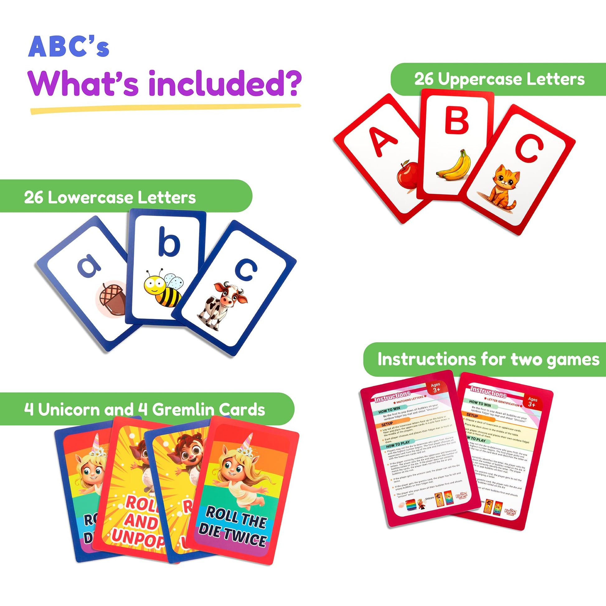 The Fidget Game ABC Flash Card Game, Learn Uppercase & Lowercase Letters
