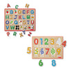Melissa & Doug Wooden Lift & See Peg Puzzle Early Learning 2-Pack for Girls and Boys - Alphabet, Numbers
