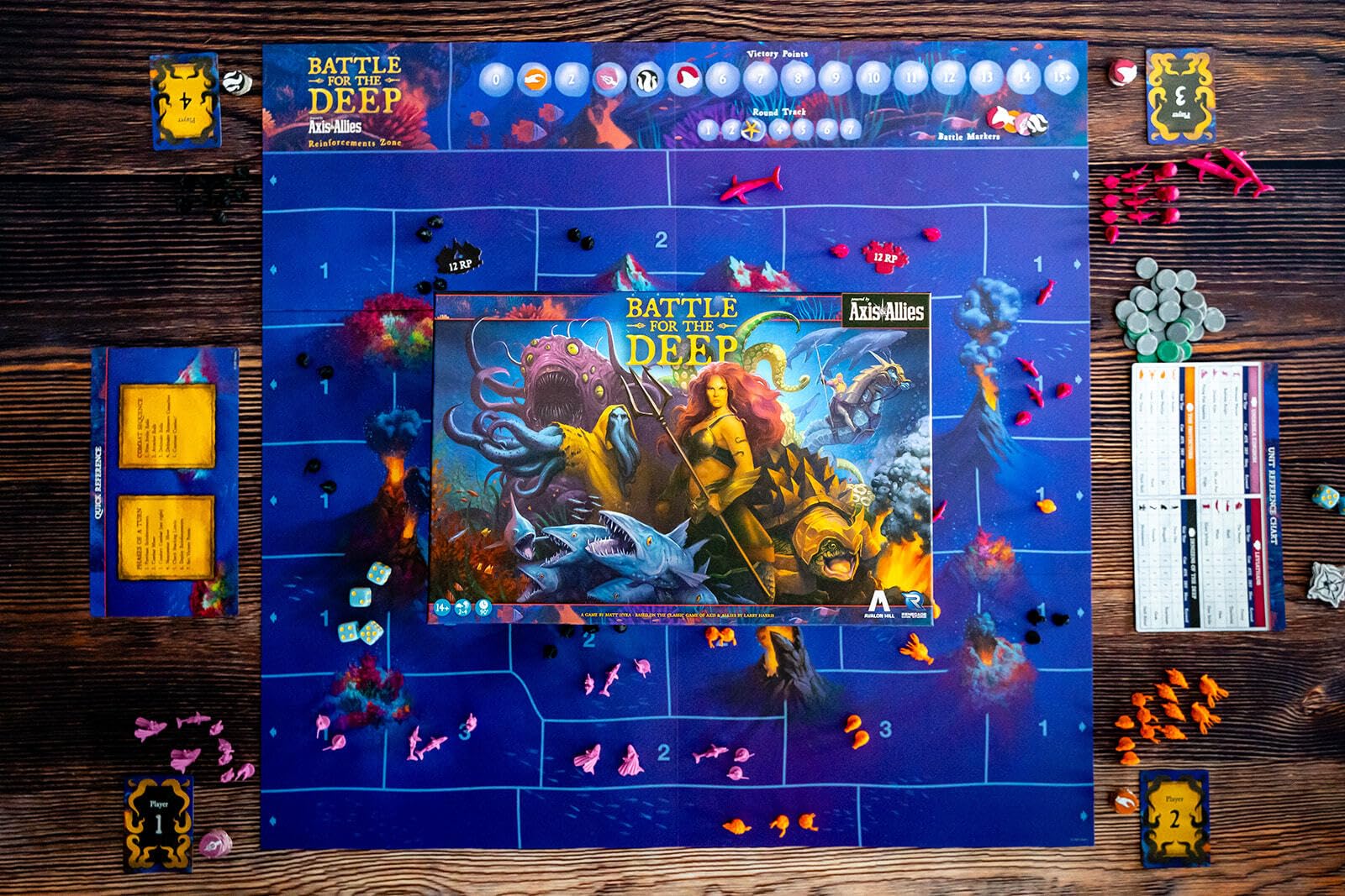 Renegade Game Studios Battle for The Deep Strategy Board Game, Axis & Allies, 2v2 Team-Based Tabletop Miniature Warfare