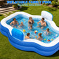 ALSTU Extra Large Inflatable Pool with Pump, 121" X 90" X 22" Full-Sized Blow Up Pool with Seats for Adults, Family Inflatable Swimming Pool
