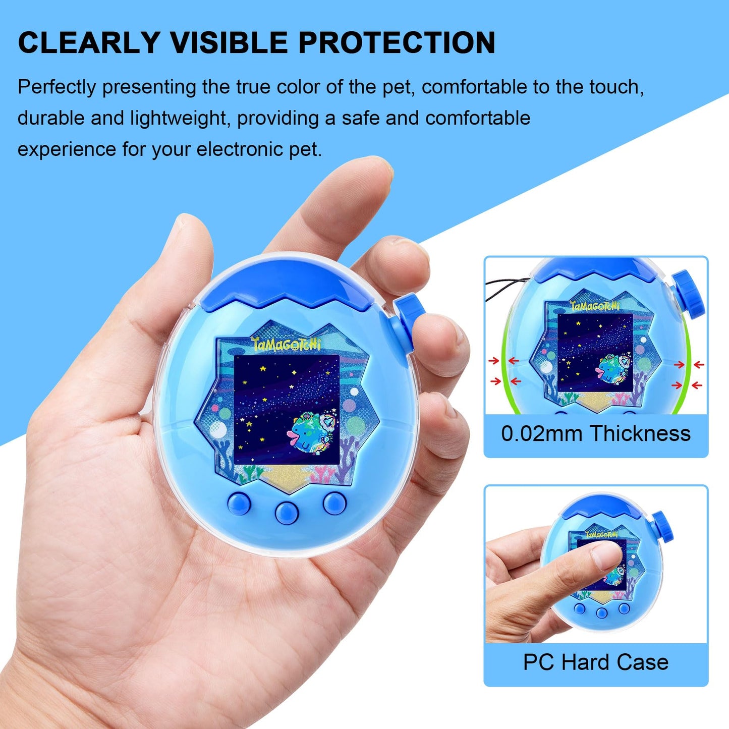 Litdreamer for Tamagotchi Paradise Clear Case with Cover with Lanyard, Body and Screen Guard for Tamagotchi Paradise Accessories,Transparent Hard