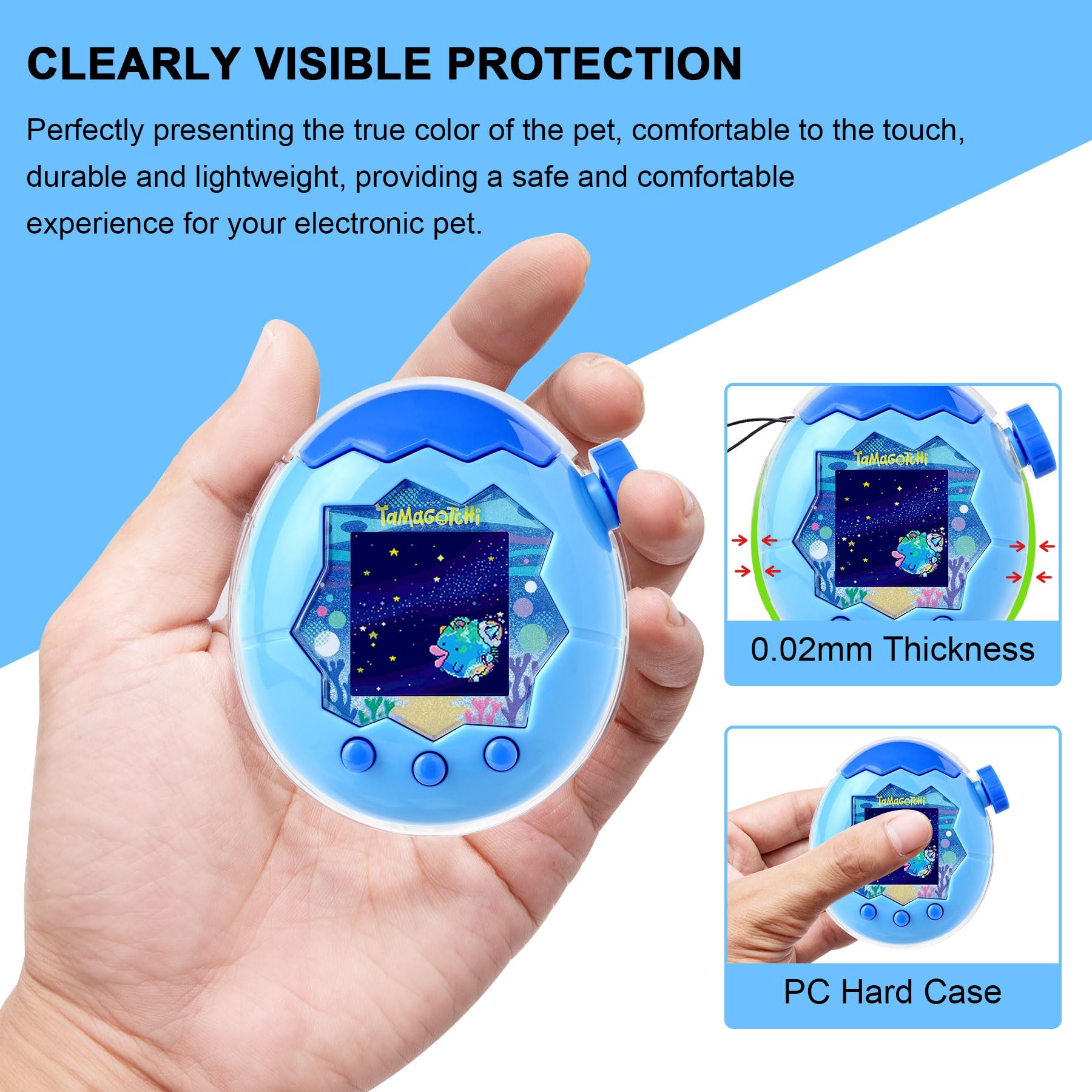 Litdreamer for Tamagotchi Paradise Clear Case with Cover with Lanyard, Body and Screen Guard for Tamagotchi Paradise Accessories,Transparent Hard