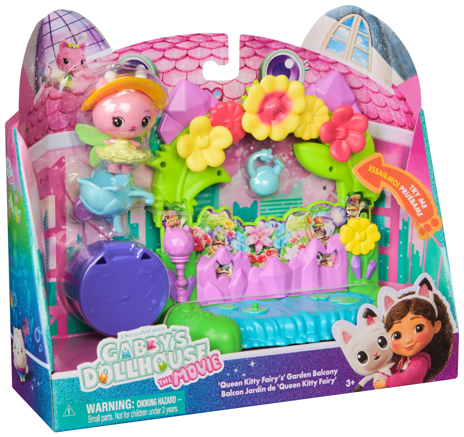 Gabby's Dollhouse: The Movie, Queen Kitty Fairy's Garden Balcony, with Toy Figure & Dollhouse Accessories, Kids Toys for Girls & Boys Ages 3 and Up
