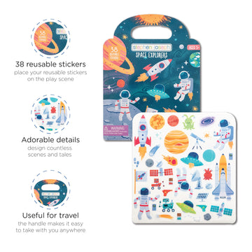 Stephen Joseph, Reusable Sticker Book for Kids Tri-Fold Scene, Preschool Learning Activities for Toddlers Ages 3-6 Birthday Gift, Travel Game