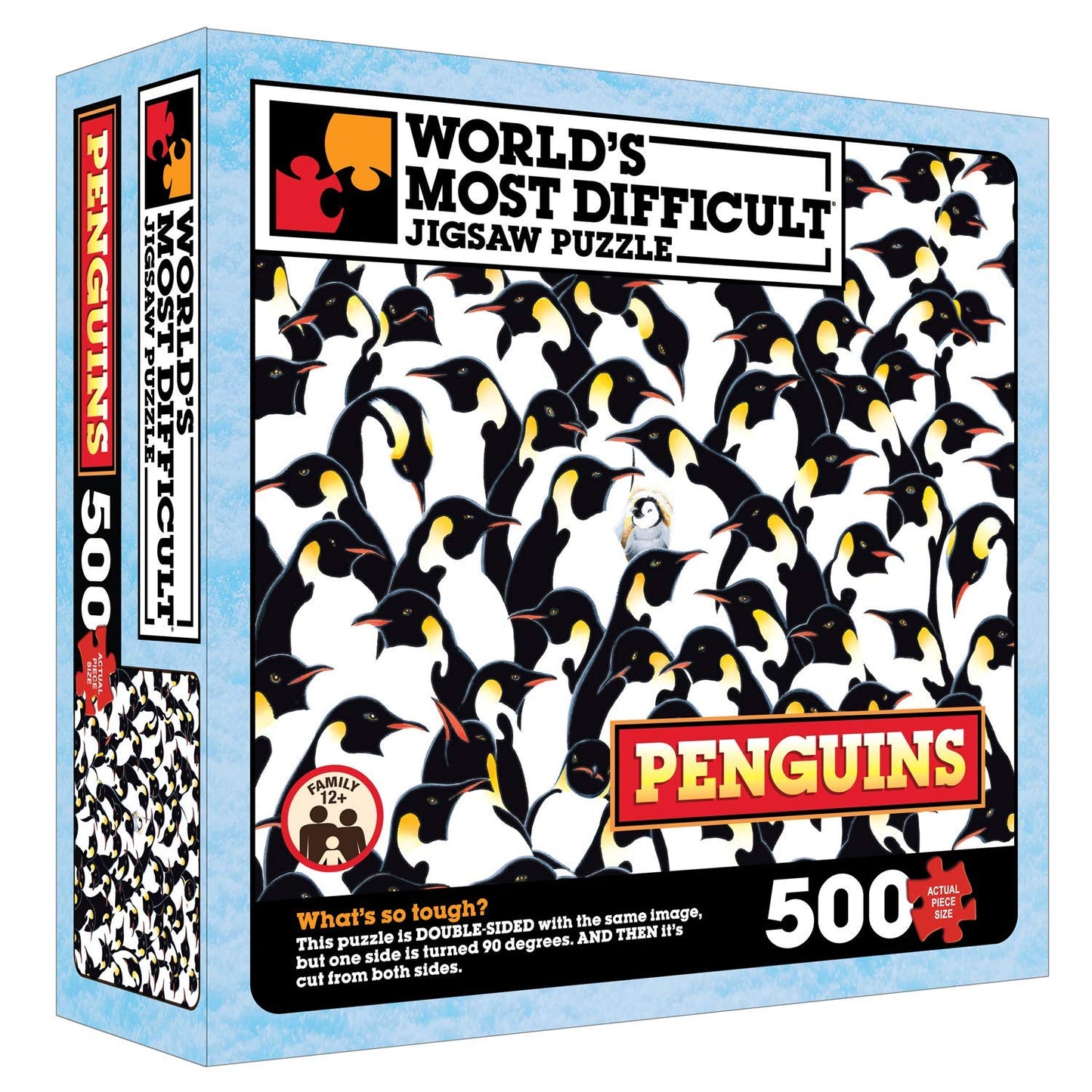 TDC Games World’s Most Difficult Jigsaw Puzzle - Penguins - 500 Pieces Double Sided - 15 in