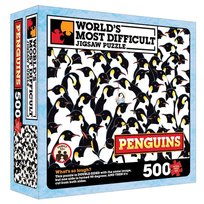 TDC Games World’s Most Difficult Jigsaw Puzzle - Penguins - 500 Pieces Double Sided - 15 in