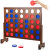 GoSports 3 Foot Width Giant Dark Wood Stain 4 in a Row Backyard Game with Connect Coins, Portable Case and Rules