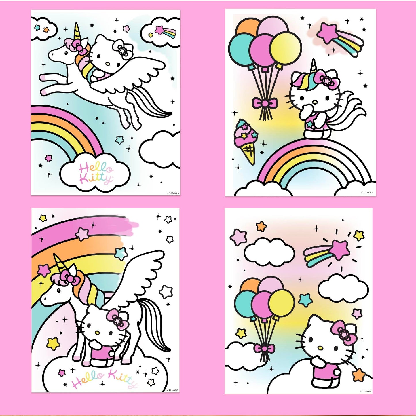 Hello Kitty Aqua Art Pad, 4 Art Pages, On The Go Reusable Water-Reveal Activity Pad, Mess Free Arts and Crafts, Paint with Water Brush Set, Kids Toys