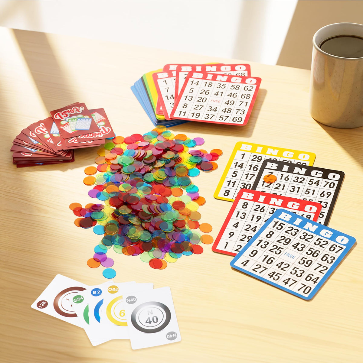 GSE Complete Bingo Game Set with 100 Cards, 1000 Chips, Calling Cards Deck