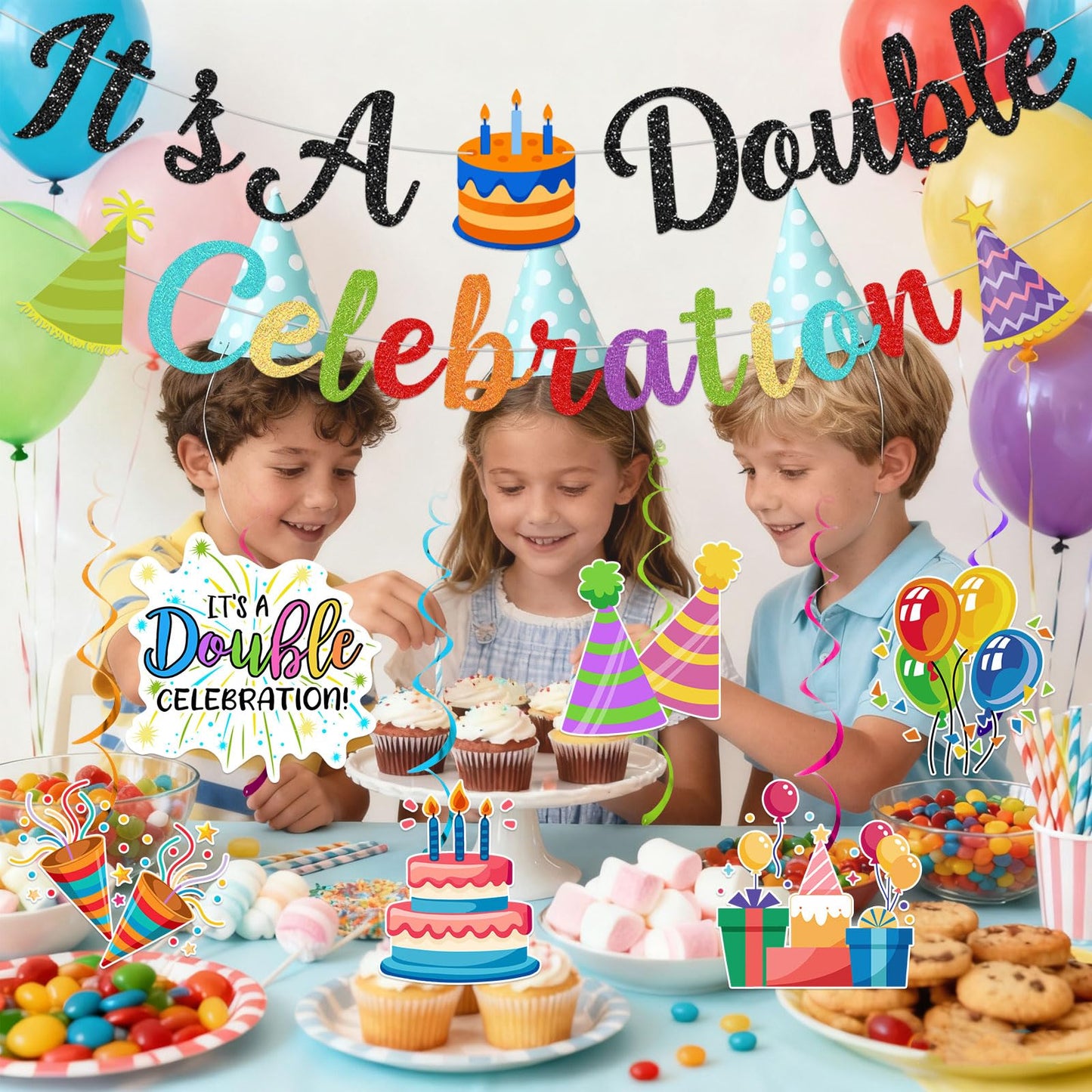 Boy And Girl Birthday Party Decorations - Twin Birthday Decorations It's A Double Celebration Banner Two Cool Bir Party Decorations Boy
