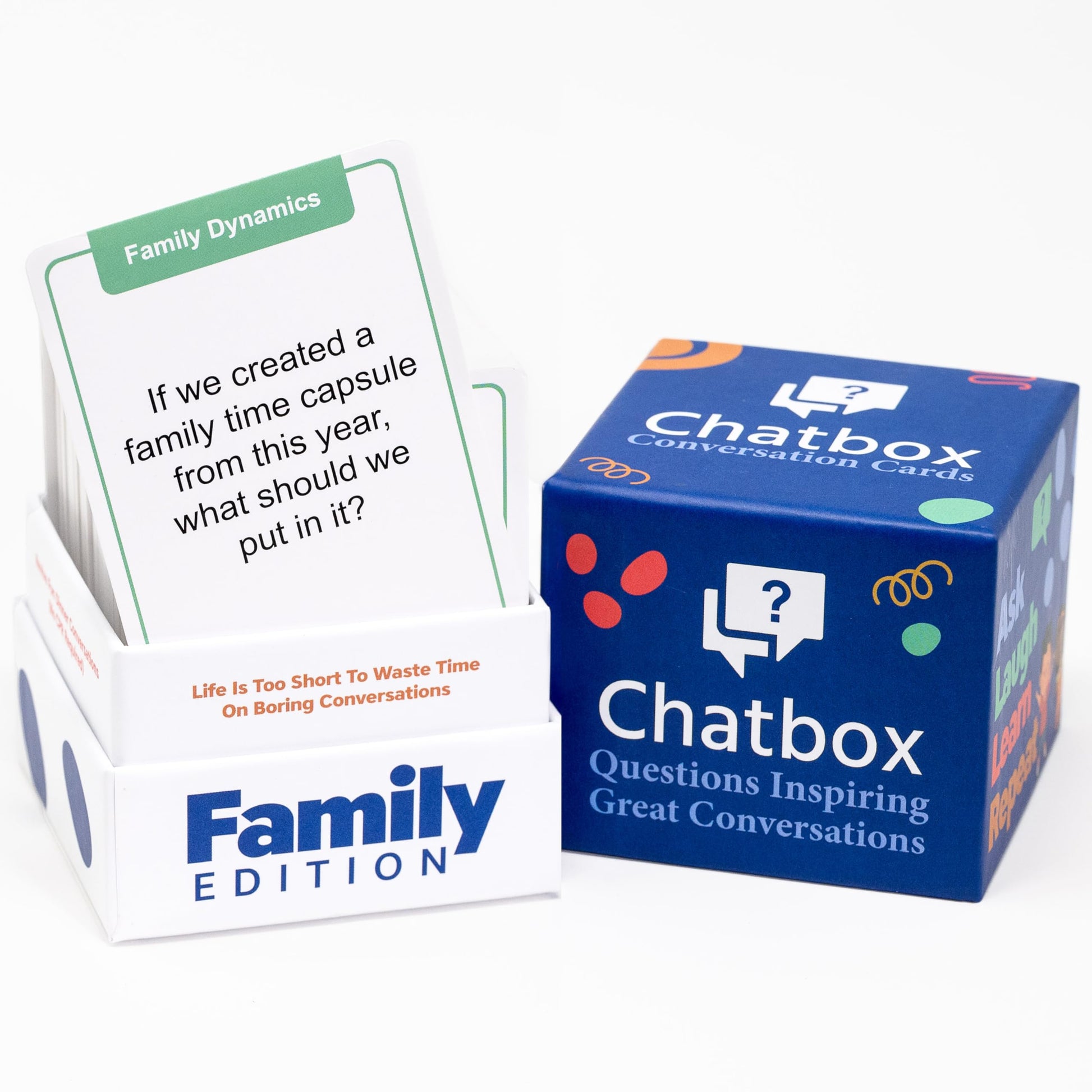 Chatbox 200 Conversation Starter Cards - Family Games for Kids and Adults - Fun Travel Games - Party Card Game - Conversation Cards - Couples Card