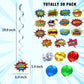 Superhero Hanging Swirls 30 Pack Hero Action Sign Foil Ceiling Hanging Swirls Streams Banner Decor Garland for Kids Superhero Baby Shower Celebrating