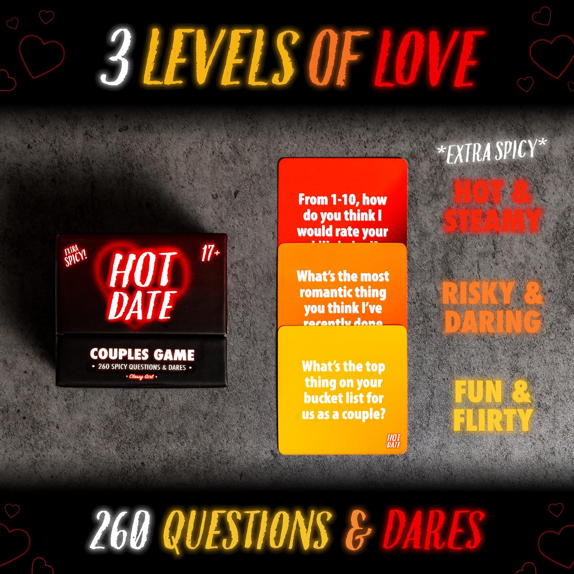 Classy Girl Hot Date Couples Game for Adults - 260 Spicy, Fun Questions & Dares for Romantic Nights & Deep Relationships - Conversation Cards - 2