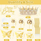 ZOYVUX Birthday Crown Cake Topper, Cake Decorations with Happy Birthday Cake Topper, Balls, Gold Butterflies, Corona Para Pastel for Women, Princess