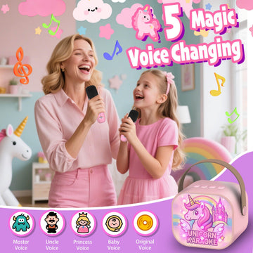 Unicorn Toys for Girls Age 4-6 Mini Karaoke Machine for Girls Unicorn Birthday Decorations Toys 3 4 5 6 7 8 9 Year Old Girl Birthday Gifts with 2