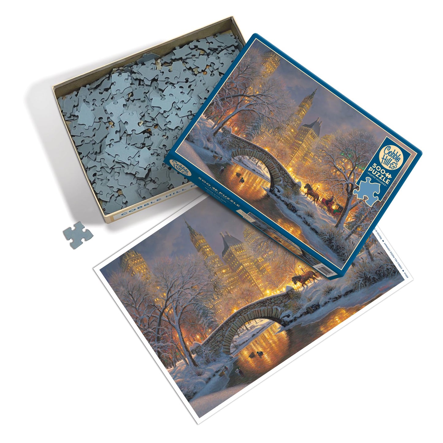 Cobble Hill 500 Piece Puzzle - Winter in the Park - Sample Poster Included