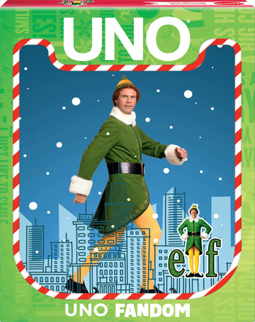 Mattel Games UNO Fandom Elf Card Game for Kids, Adults & Families, Deck Includes Collectible Foil with Images from the Movie