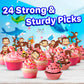 24x Curious Monkey Cupcake Toppers - Strong Picks Happy Birthday Décor, Cupcake Decorations for Kids Birthdays