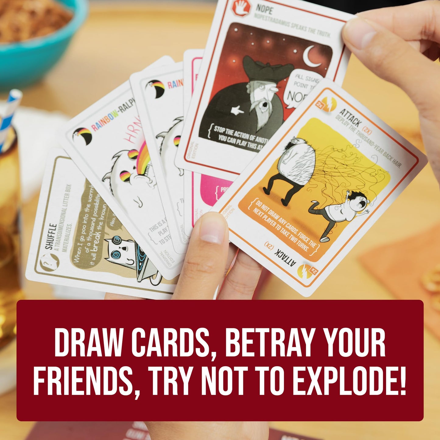 Exploding Kittens Original Edition - 2-5 Players - Ages 7+ - 15 Minutes to Play - High Stakes Card Game - Party Game, Family Game Night, Kid and Adult