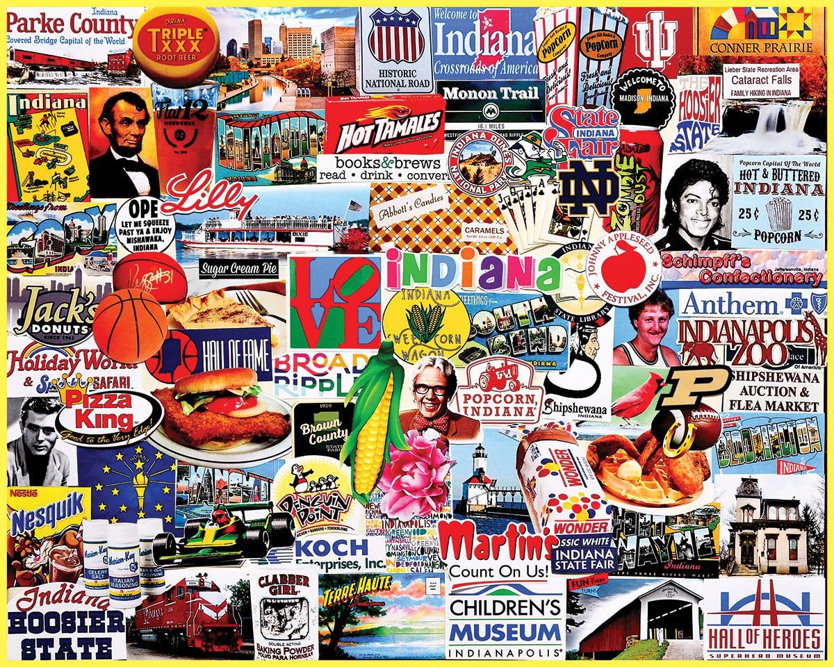 White Mountain 1000 Piece Jigsaw Puzzle Jigwas Hoosier, I Love Indiana