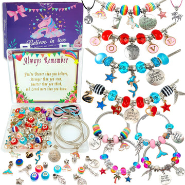 Charm Bracelet/Jewelry Making Kits for Kids Girls,Unicorn Birthday Gifts,Arts Crafts Toys for 5 6 7 8 9 12 Years Old Girls