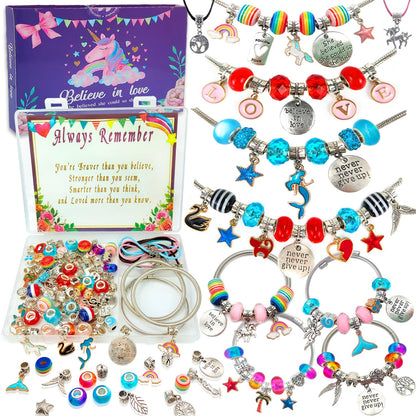 Charm Bracelet/Jewelry Making Kits for Kids Girls,Unicorn Birthday Gifts,Arts Crafts Toys for 5 6 7 8 9 12 Years Old Girls
