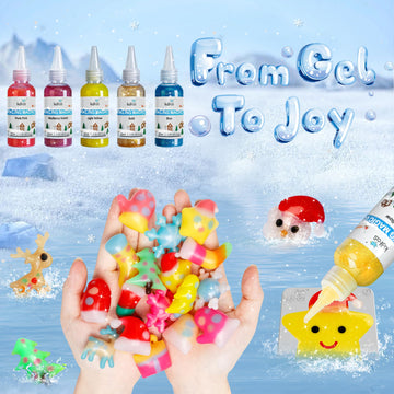 Kiditos Christmas Magic Water Elf Toy Kit, Magic Gel Water Pets with 20 Gels &10 Molds, DIY Squishy Maker Set, Christmas Gifts, Birthday Gifts, Party