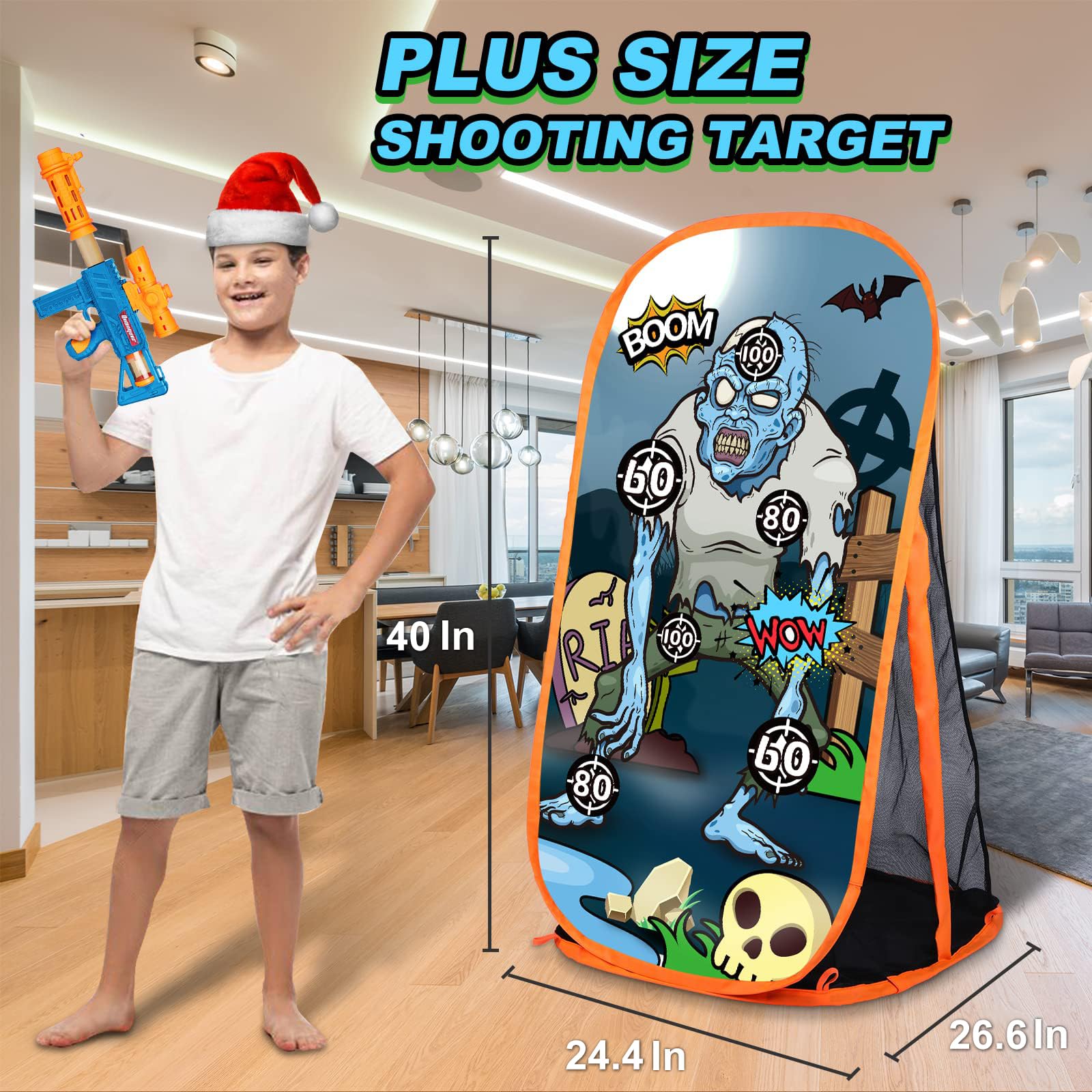 Quanquer Toy Foam Blasters Shooting Practice Target Compatible with Nerf Toy Blasters - Zombie Shooting Target Game with Net - Ideal Shooting Games