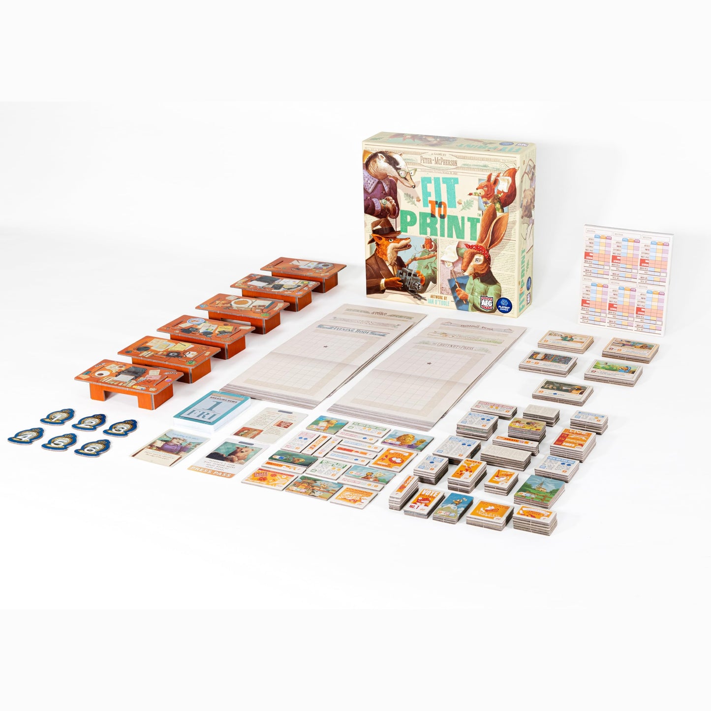 AEG & Flatout Games | Fit to Print | Build your Newspaper! | From the Creators of Cascadia | Easy to Learn | Quick to Play | Ages 10+ | For 1-6