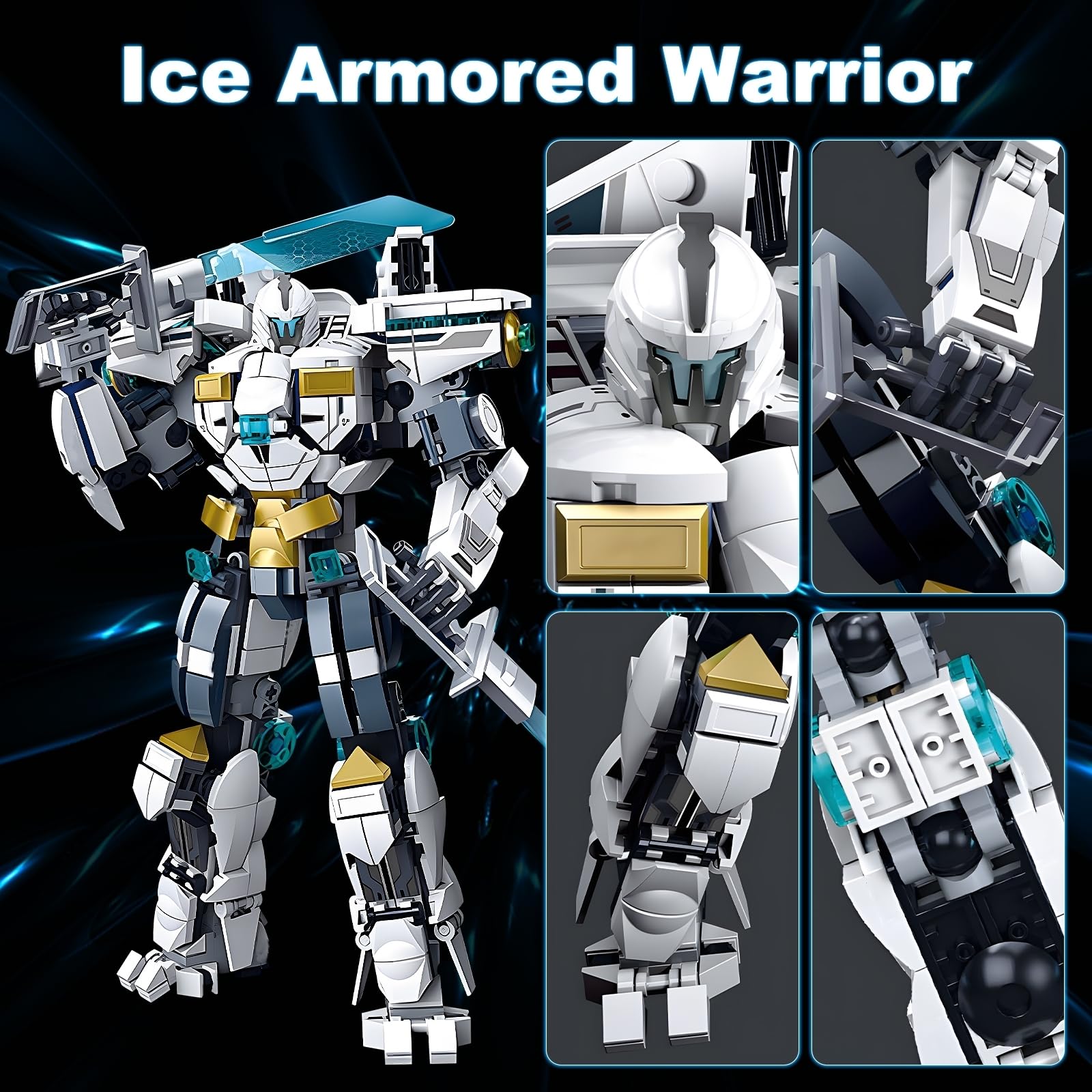 HIGH GODO Ice Warrior Mech Building Set, Cool City Protector Battle Model for Adults Teens 14+, Creative Action Robot Gifts Perfect for Christmakis