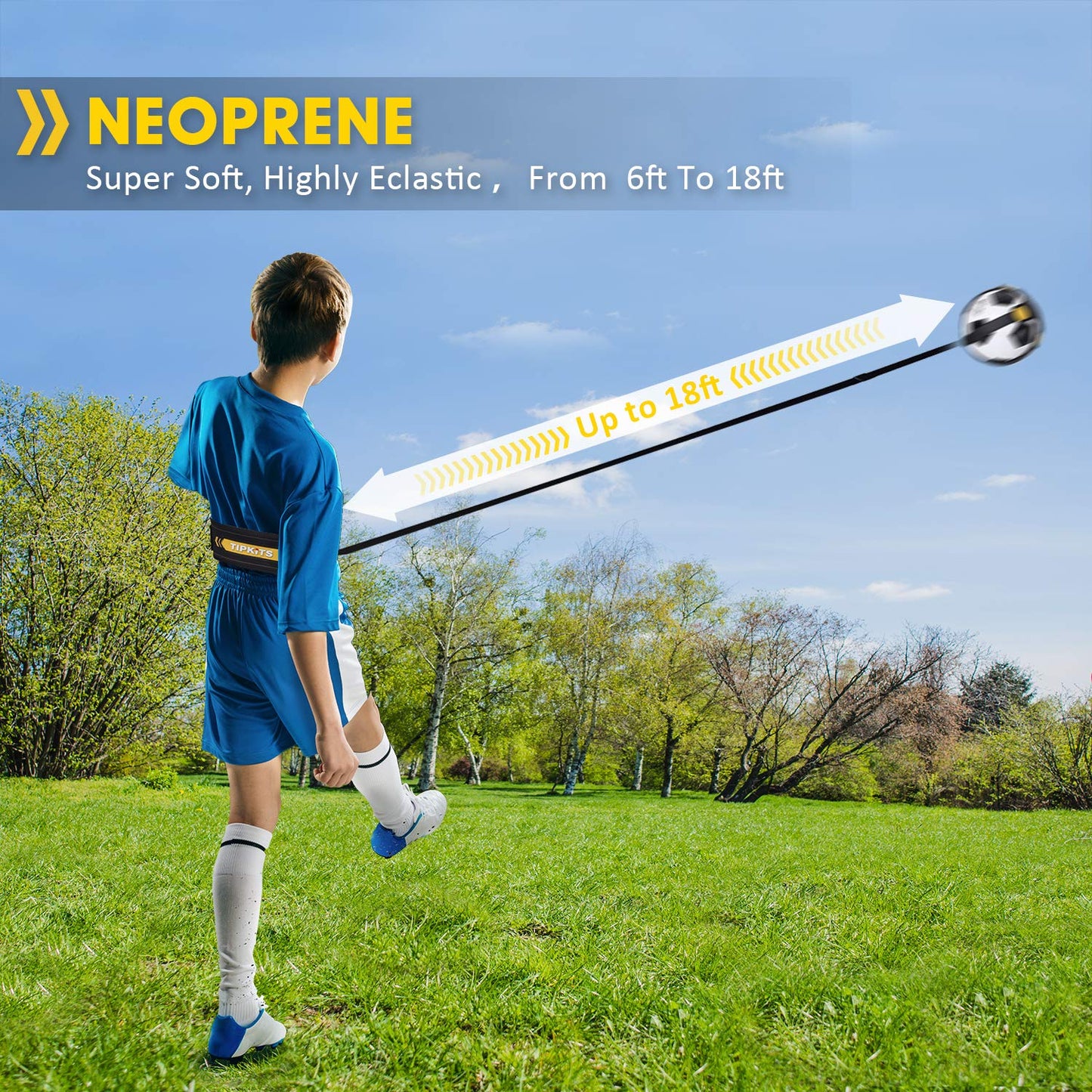TIPKITS Soccer Kick back Trainer, Football Practice Belt for Kids & Adults