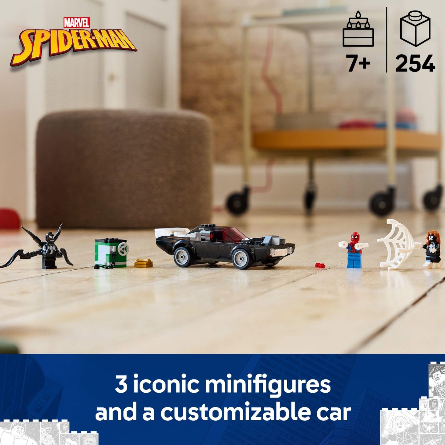 LEGO Marvel Spider-Man vs. Venom Muscle Car Toy - Building Set for Kids, Boys and Girls, Ages 7+ - with Spider-Man, Venom, and Spider-Woman