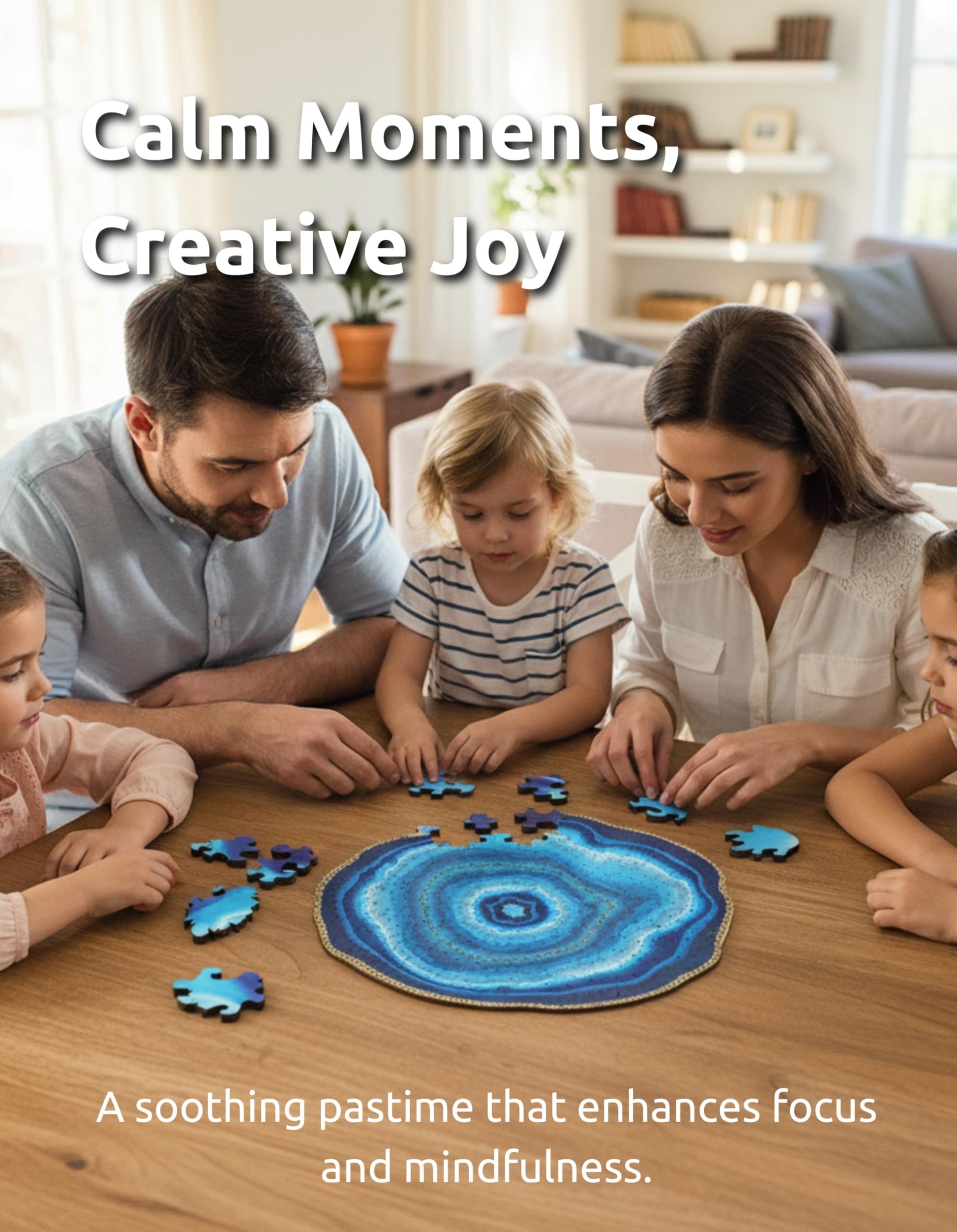 Blue Geode Puzzle - Realistic World Wooden Jigsaw Puzzle A3 Size by Sharp Brain Zone, Premium Plywood Brain Teaser, Unique Art Design,Unique Geode Art