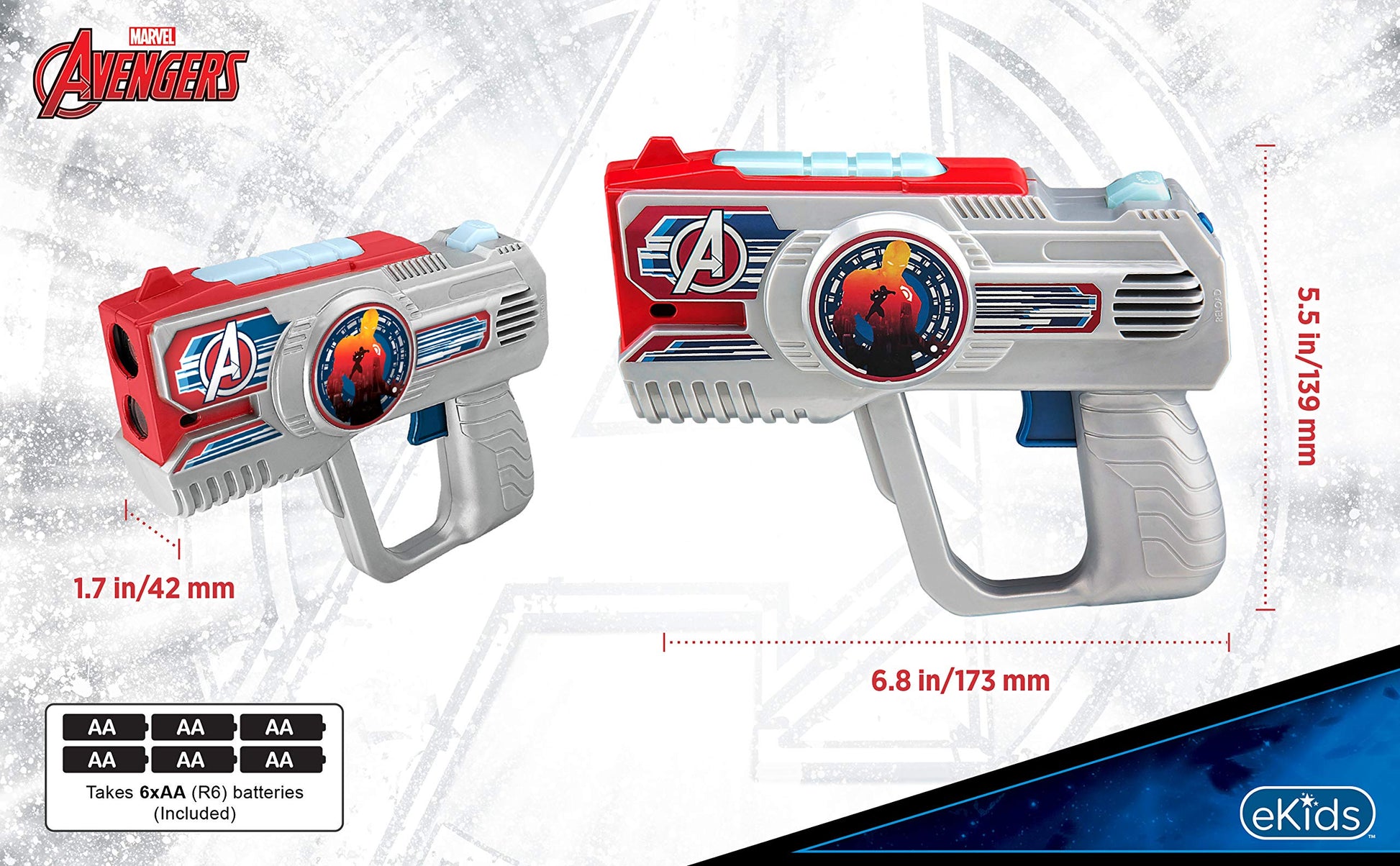 eKids Avengers Assemble Laser Tag for Kids Infared Lazer Tag Blasters Lights Up & Vibrates When Hit
