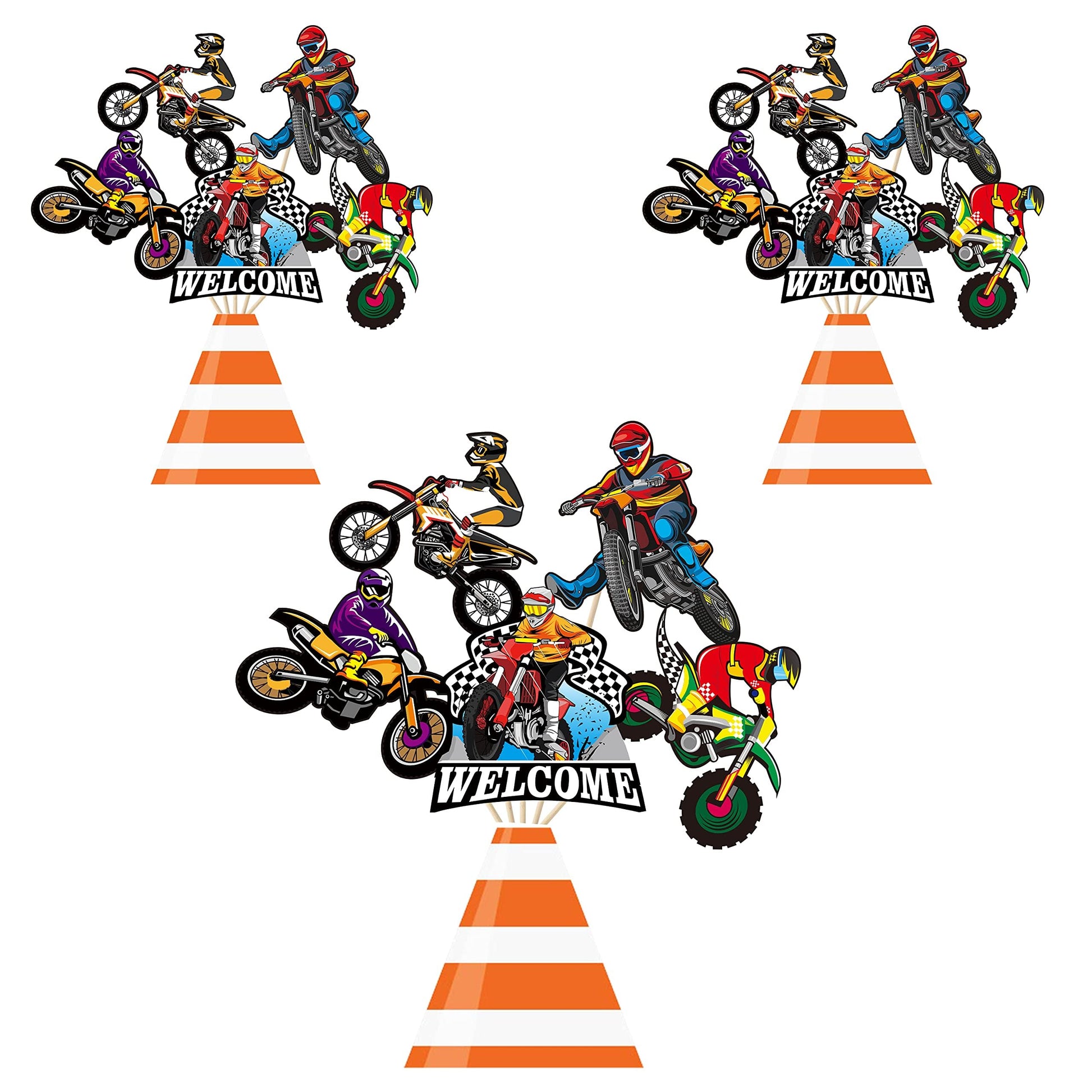 ANGOLIO Dirt Bike Birthday Party Centerpiece Sticks, 30Pcs Motocross Themed Party Table Toppers for Men Boys, Extreme Sports Racing Birthday Ideas