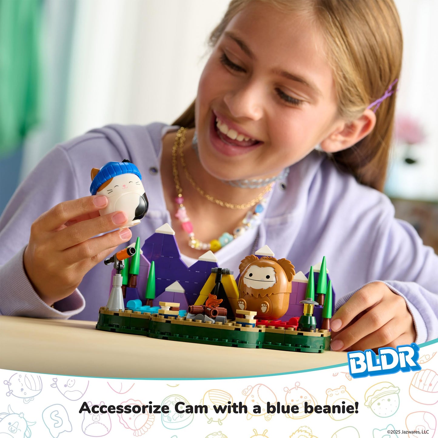 Squishmallows BLDR 246-piece Camping Adventure Building Set 0050 - Includes Buildable Figures Cam and Benny