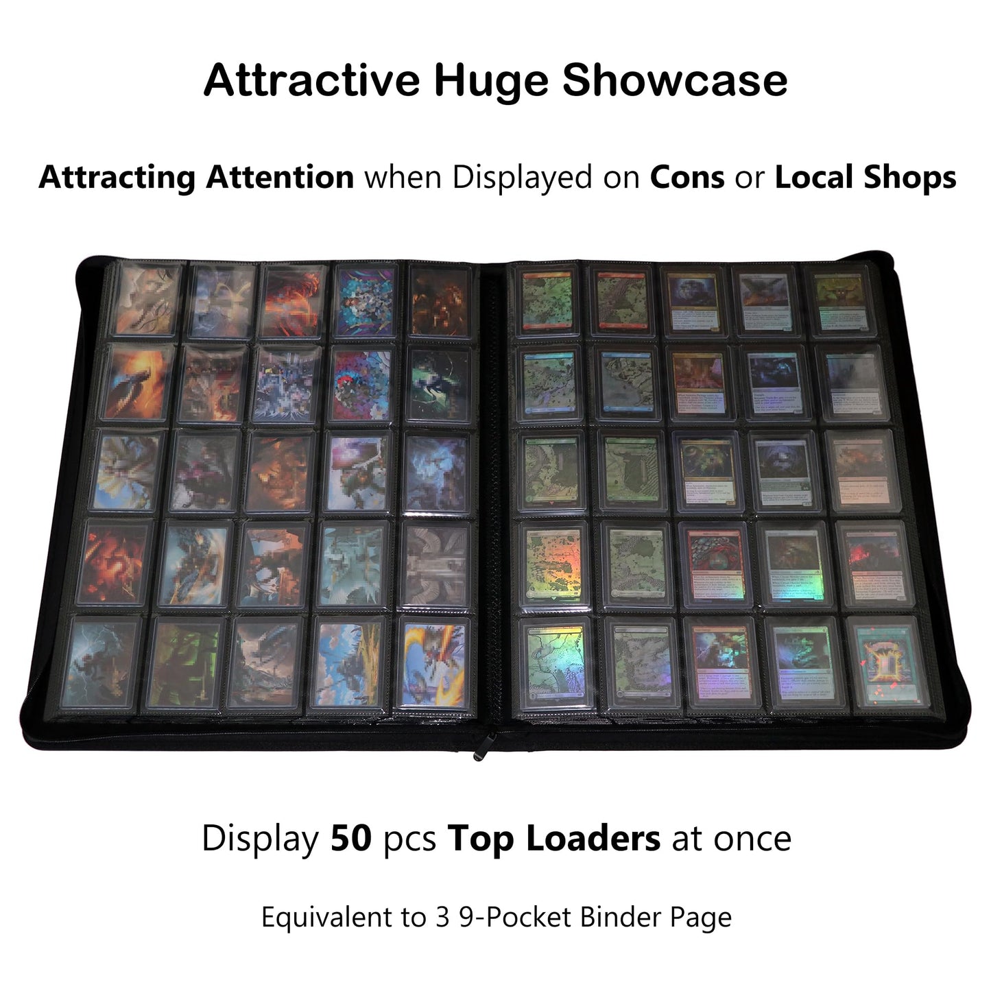 Alteagle 25-Pocket Top loader Binder, Holds 1000 Top loaders, Top Loader Card Binder Album for 3?×4? Top Loaders - Black