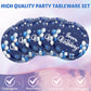 Navy Blue and Sliver Birthday Decorations Happy Birthday Party Tableware Set Happy Birthday Tablecloths and Plates Napkins Party Dinnerware for Men