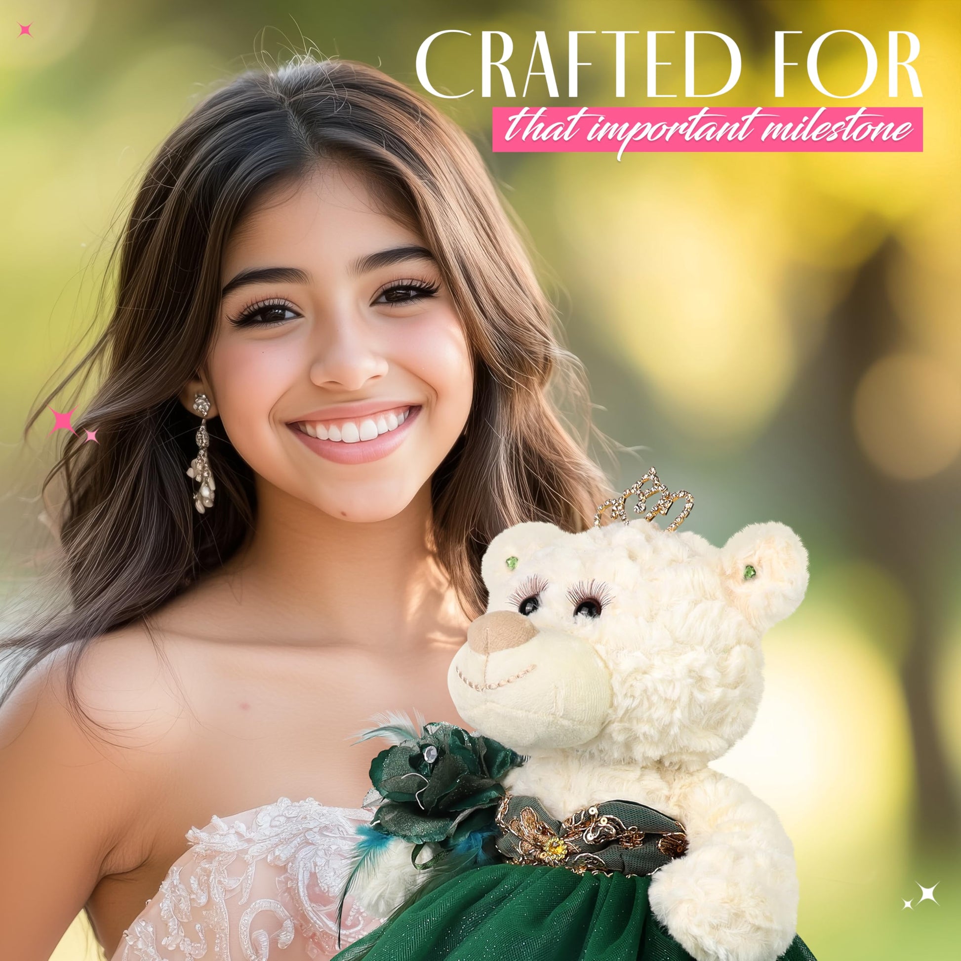 KINNEX COLLECTIONS SINCE 1997 20" Quince Anos Quinceanera Last Doll Teddy Bear with Dress (Centerpiece) ~ ARC16831-23R (Aqua)