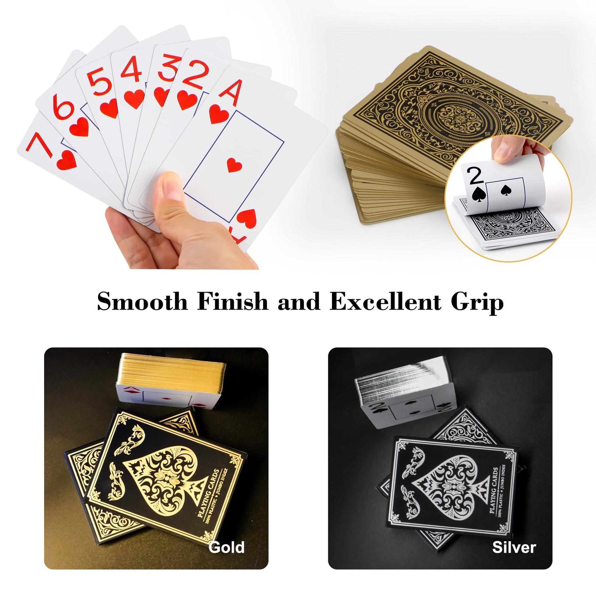 Etyishe Plastic Playing Cards,Waterproof Cards,Deck of Cards,Jumbo Large Print Playing Cards for Adult Senior,Premium Poker Card Set for Fun Pool