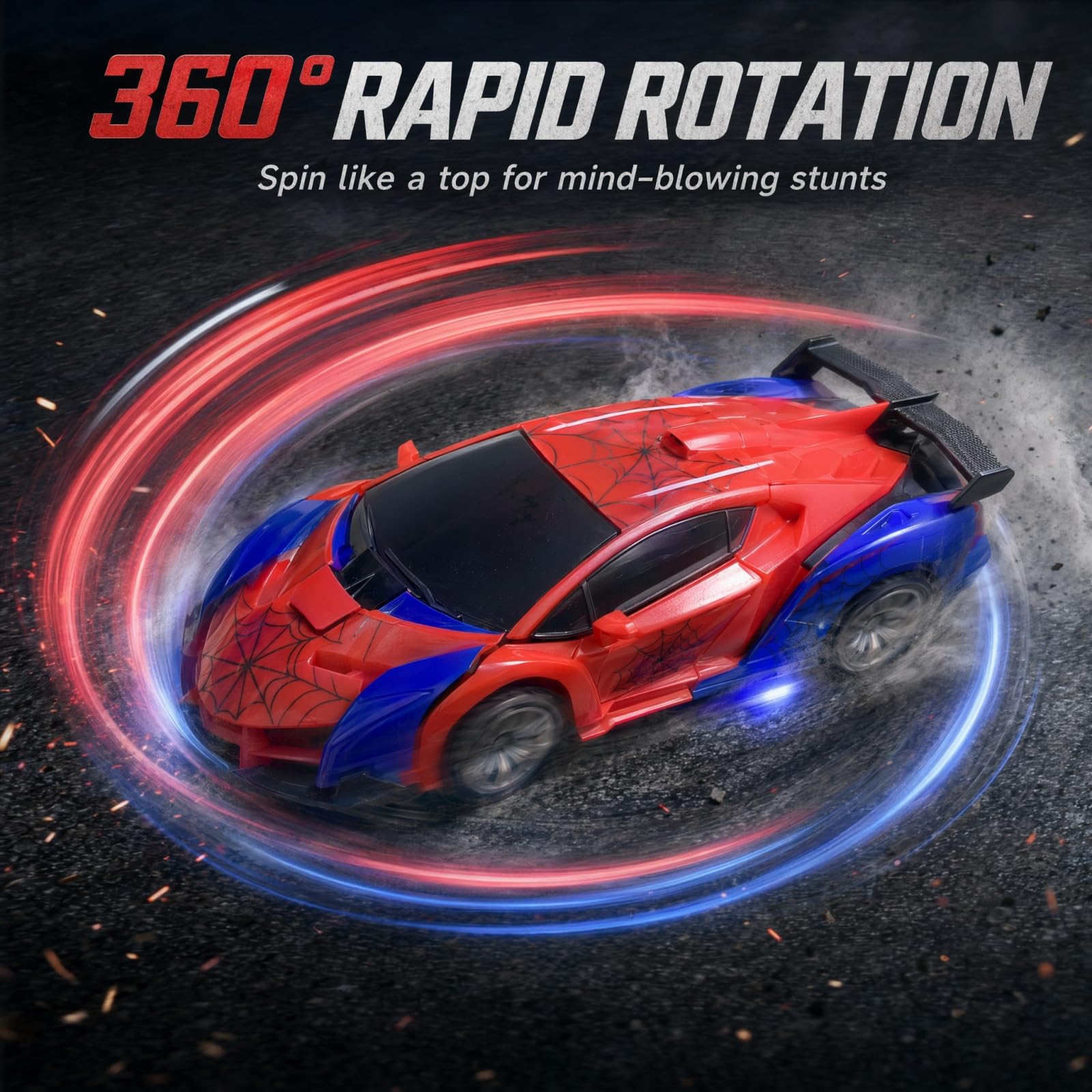 WEYFASS 2.4GHz RC Spider Car, Transforming Robot Stunt Vehicle