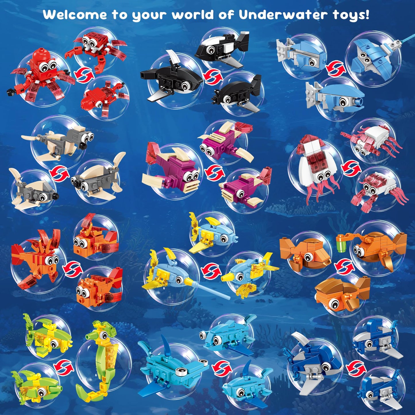 ZIYOSTAR 24 Party Favors Kids Building Blocks Dinosaur, Sea Animals Pool Party Favors Building Set for Birthday, Classroom Prizes,Goodies Bag Filling