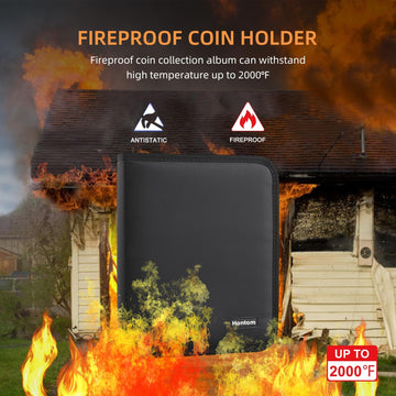 400-Pocket Fireproof Coin Collection Book & 36 Paper Money Organizer Binder