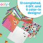 Ooly DIY Paper Kit, 24 Animal Origami Designs & Stickers, Kit Includes 12 Completed, 6 Blank and 6 Color-in Folding Pet Origami Designs