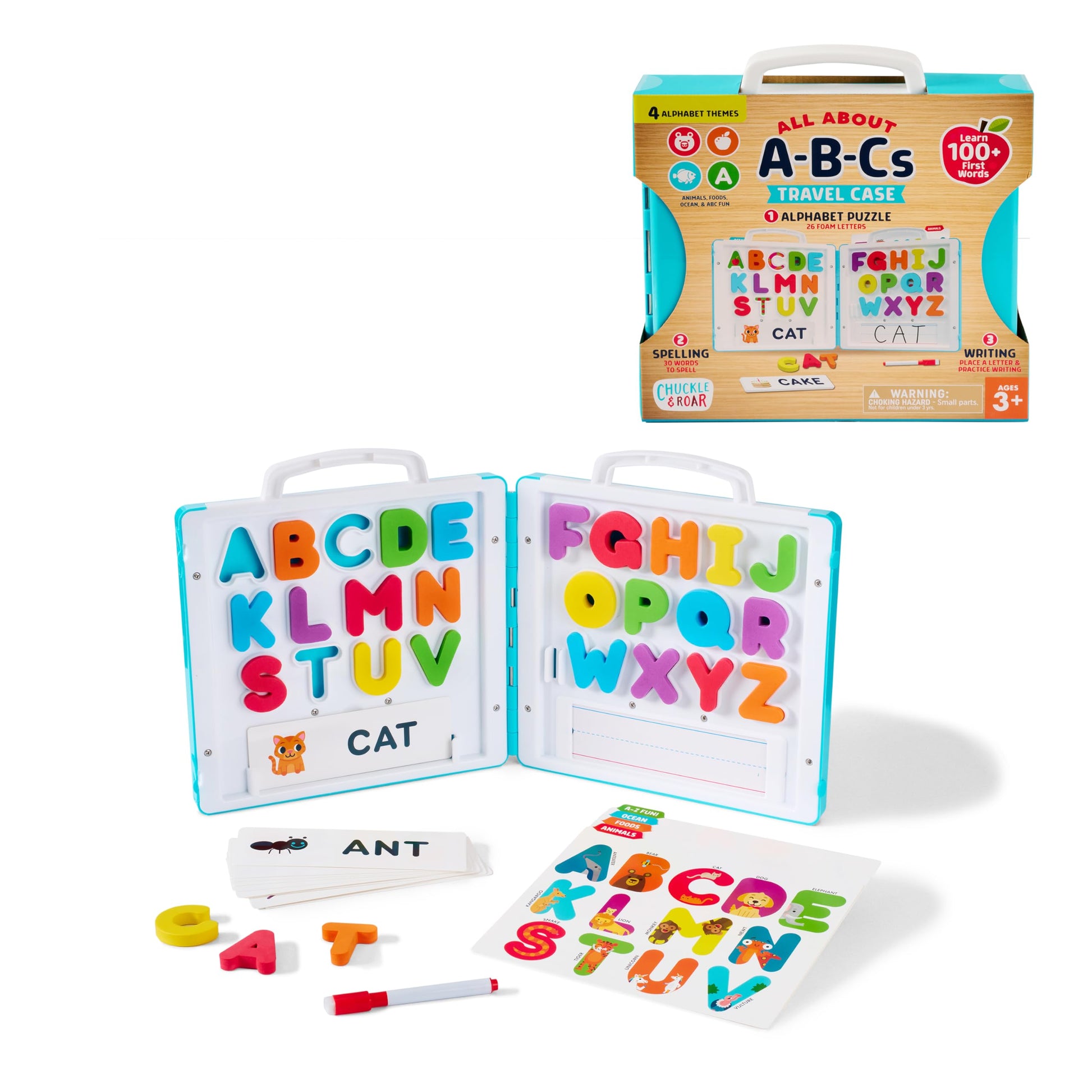 Chuckle & Roar - All About A-B-C's Travel Case - On The Go Learning - Great for Preschoolers - Ages 3 and Up