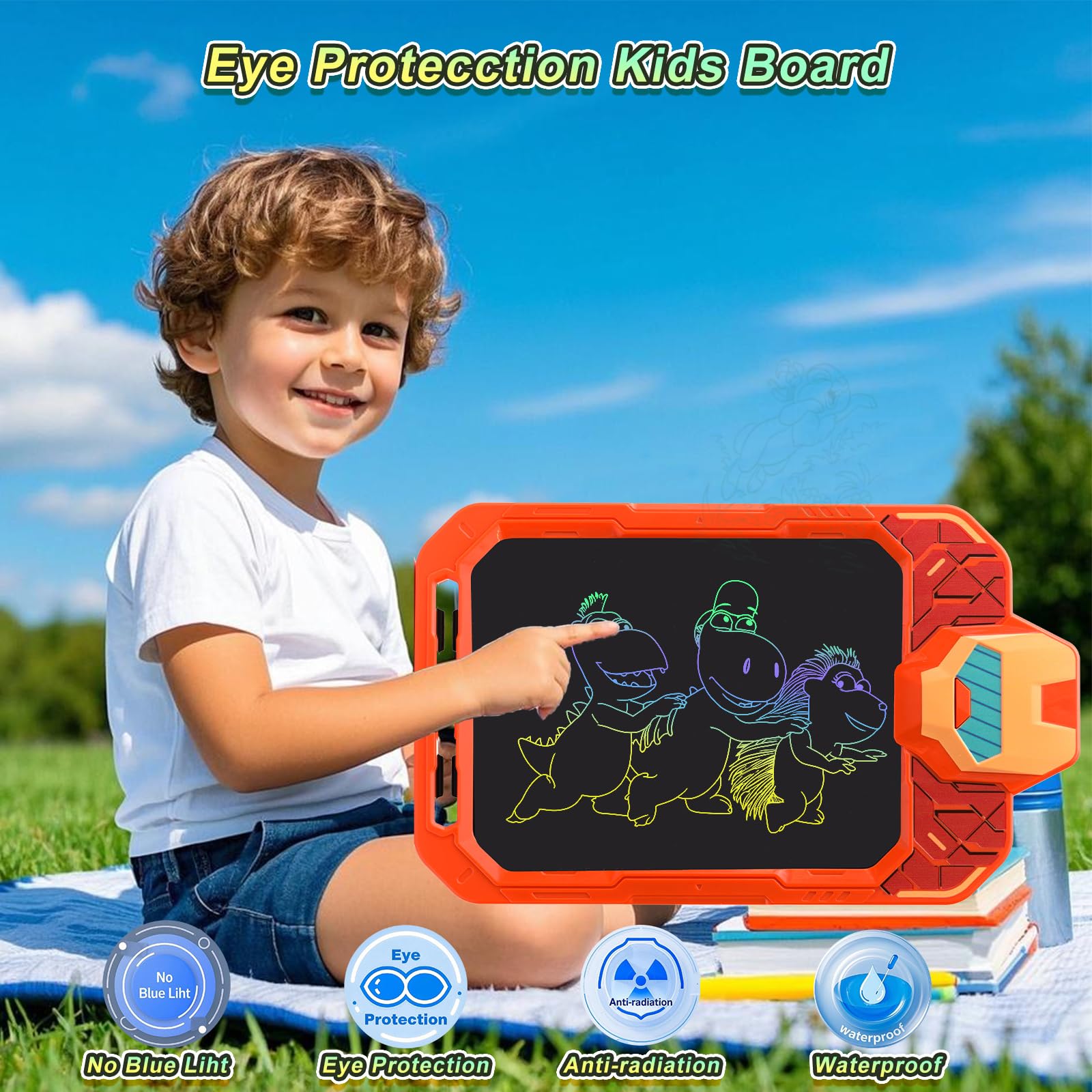 CHAFEGY 10 Inch LCD Writing Tablet for Kids - Mech Warrior, Erasable Doodle Board Drawing Pad, Travel Educational Toy for Toddlers 3-8, Birthday Boys