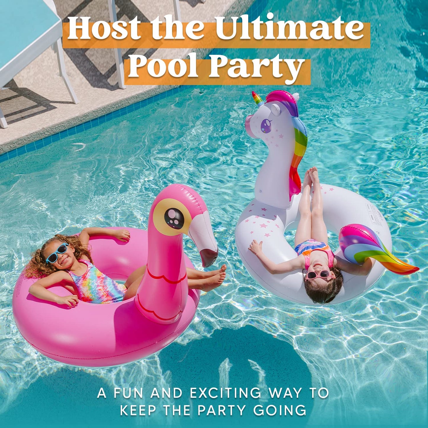 JOYIN 2-Pack Flamingo Unicorn Pool Float - Fun Floaties Inflatable Swimming Pool Tubes Toys Party Decorations, Summer Vacation Lake Beach Floaty Swim