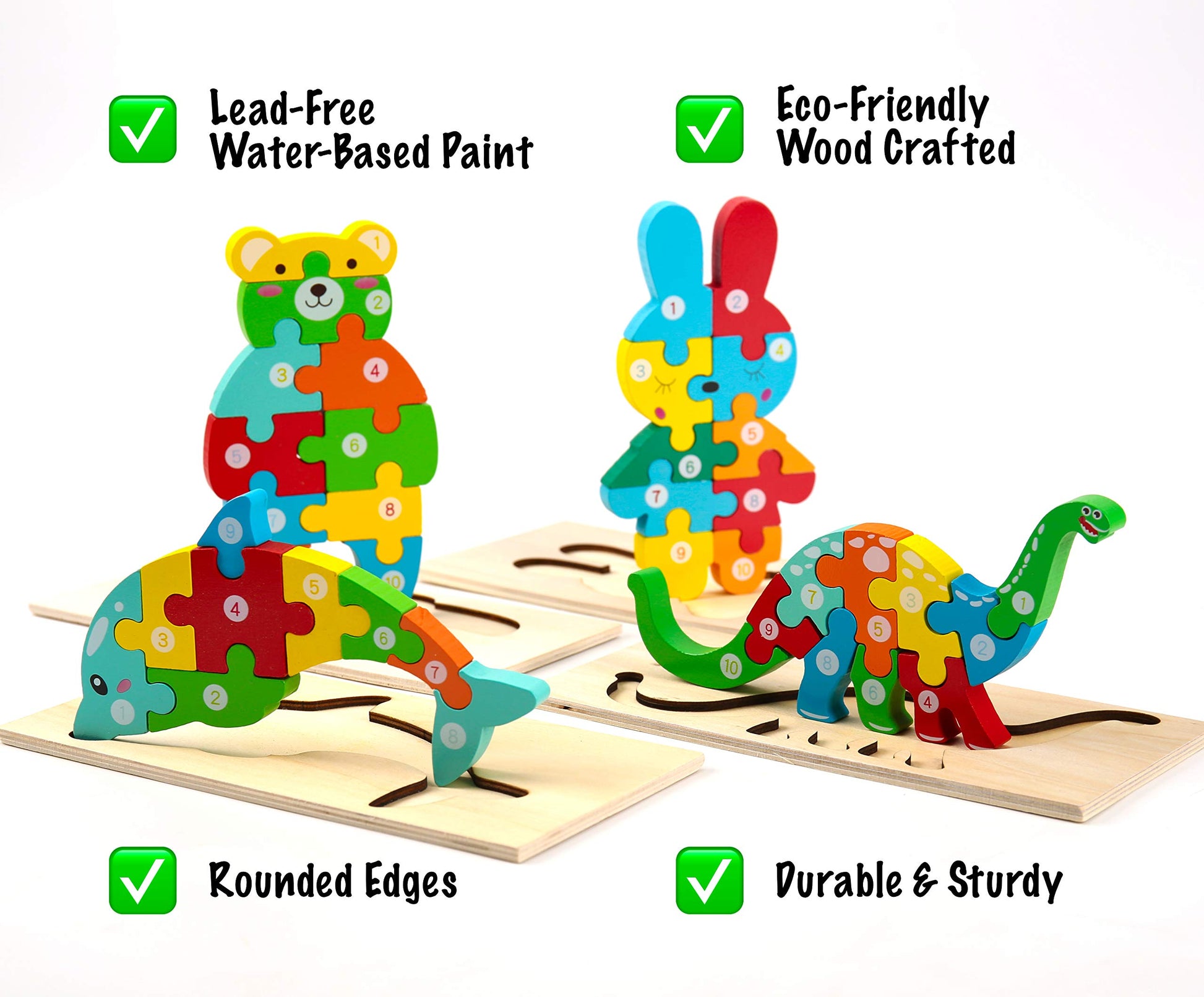 Montessori Mama Wooden Toddler Puzzles for Kids Ages 3-5, Montessori Toys for 3 Year Old, Animal Toddlers Toys Ages, 4-Pack Learning Toddler Puzzle